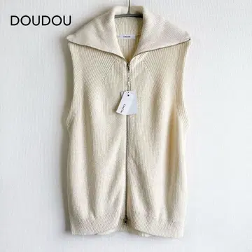 택 포함 DOUDOU 하찌 편직 지퍼 니트 베스트
