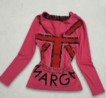 y2k 후드 부착 긴팔 티셔츠 헤이세이 갸루 레이스 피치티