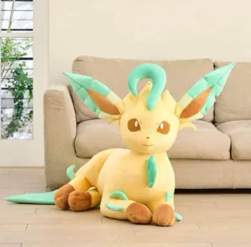 등신대 리프아 눕기 봉제 인형 포켓몬 부스터즈