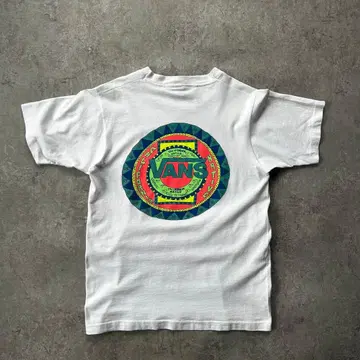 80s vans 빈티지 티셔츠 USA제 화이트 M 네이티브 무늬