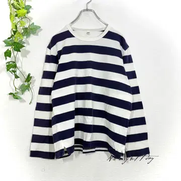 유니클로 UNIQLO 보더 티셔츠 네이비 화이트 긴팔 M