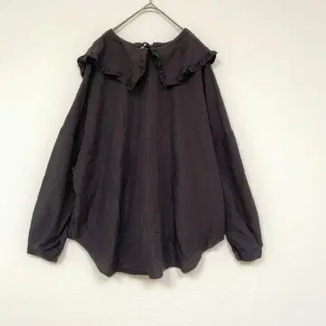 사만사 모스모스 프릴 옷깃 빅 옷깃 리본 끈 긴팔 블라우스 셔츠 F 블랙