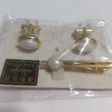 금 도금 타원형 커프스 단추와 타이 바 세트