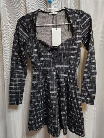 ZARA 체크 무늬 긴팔 미니 원피스 S