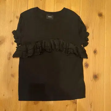 ENSORCIVET 블랙 코튼 니트 반팔