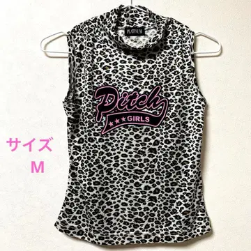 헤이세이 갸루 레오파드 무늬 슬리브리스 상의 피치 탱크탑 y2k 그런지
