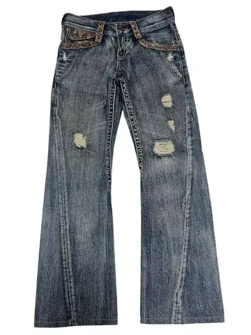 semantic design 데미지 악어 엠보싱 가죽 x 스터드 플레어