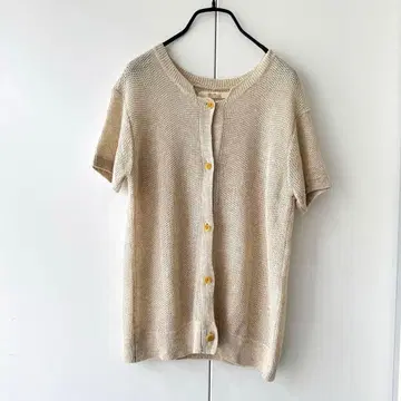 SOIL 소일 린넨 반팔 가디건 베이지 계열 새상품급