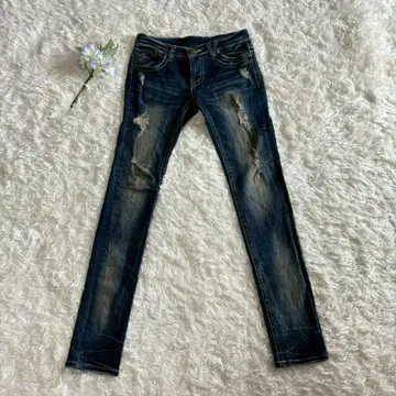 Y2K GARULA 데님 팬츠 그런지 헤이세이 갸루 데미지 가공