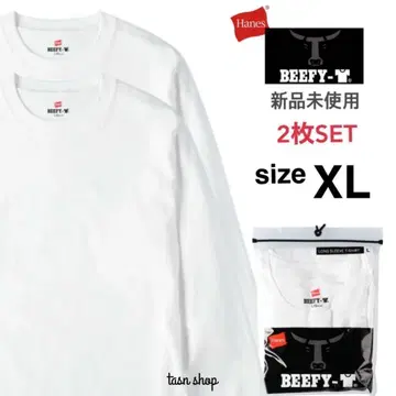 [헤인즈] 미사용 새상품 비피 무지 롱티 남녀 공용 화이트 XL 2장