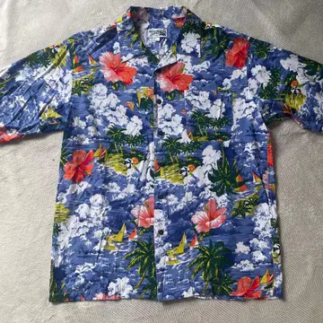 Kenny kenny 알로하 셔츠 레이온 100% 파랑 x 하와이안 패턴
