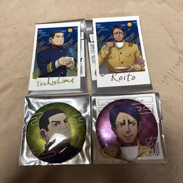 골든 카무이 달맞이 콜라보 카페 캔뱃지 카드 코이토 츠키시마 세트