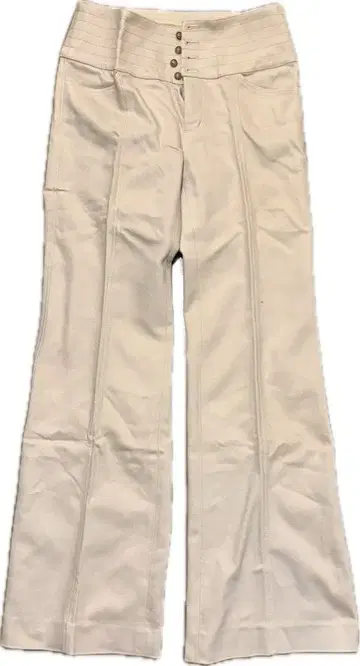 룰루 로제타 화이트 플레어 팬츠 버튼 포함