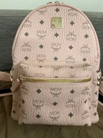 [정품] MCM 핑크 로고 백팩