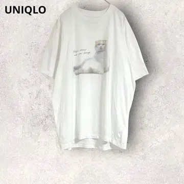 유니클로 Takeshi Yoro 고양이 프린트 반팔 T셔츠 XL 화이트