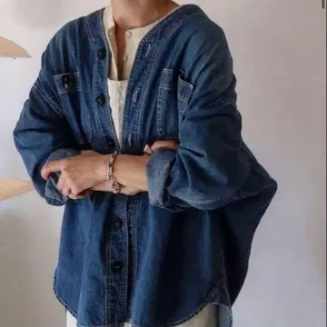 argue [ 새상품급 ] baseball denim 와이드 셔츠 자켓