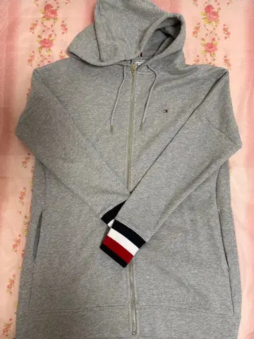 TOMMY HILFIGER 그레이 후드 부착 후드티 S