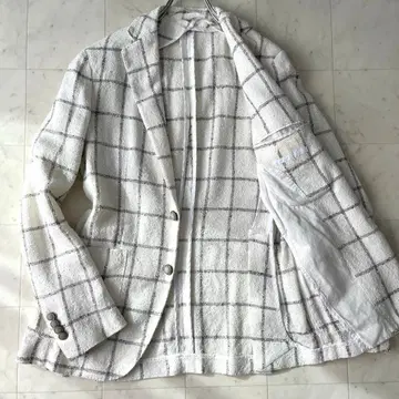 새상품급 딸리아또레 몬테카를로 체크 린넨 테일러드 자켓 44