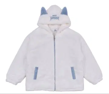 볼칸&아프로다이티 복슬복슬 고양이 귀 퍼 BIG 블루종 화이트