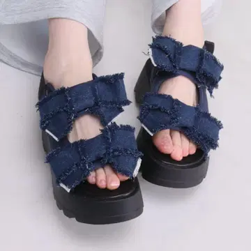 VIVIAN 더블 빅 리본 통굽 샌들 L 사이즈