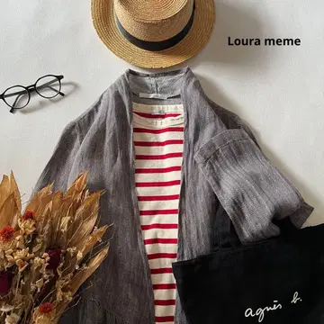 b1446* 로라메 린넨 100 셔츠 가운 원피스