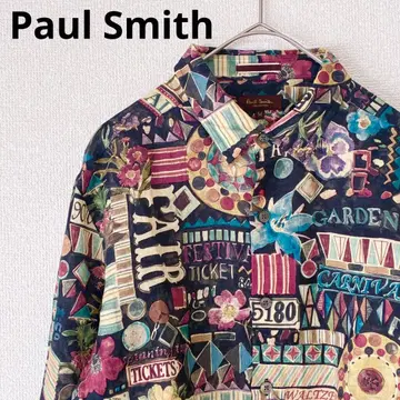 [새상품급] 폴스미스 린넨 셔츠 올 패턴 긴팔 플라워 꽃무늬 블랙