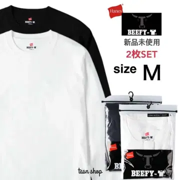 [헤인즈] 미사용 새상품 비피 무지 롱T 남녀 공용 화이트 블랙 2장 M