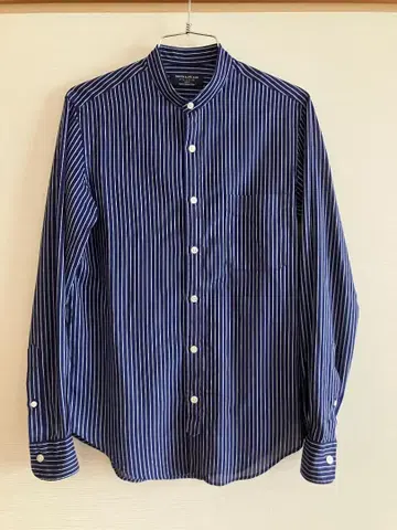 투모로우랜드 필그림 스트라이프 밴드 카라 셔츠 네이비 XS