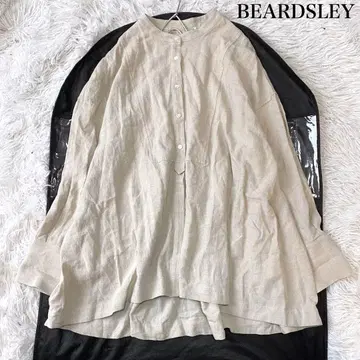 BEARDSLEY 린넨 혼방 부잠 셔츠 A라인 밴드 카라 오버 사이즈
