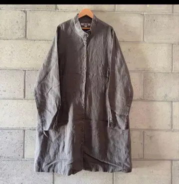 [새상품급] 레어 FLAX 스탠드 카라 린넨 코트 vintage