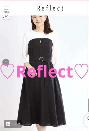 Reflect 뷔스티에풍 7부 소매 롱 원피스 S