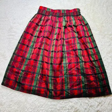 해외 구제 의류 빈티지 레트로 빨간색 그린 타탄 체크 티롤리안풍 스커트