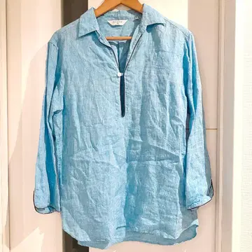 [ 새상품급 ] EDIFICE 린넨 키넥 풀오버 셔츠 긴팔 블루