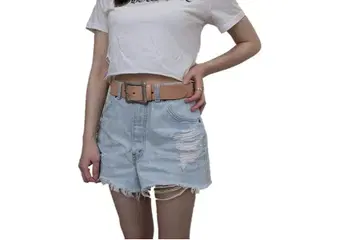 도치기 가죽 벨트 (내추럴) 니켈 배럴 도금 버클 40mm 폭 통가죽