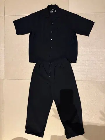 417 블랙 셋업 반팔 셔츠 와이드 팬츠 M 사이즈