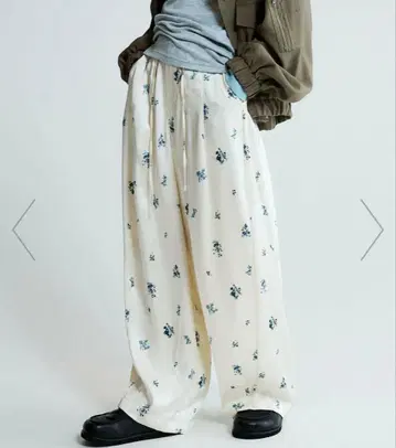 플라워 새틴 코쿤 팬츠