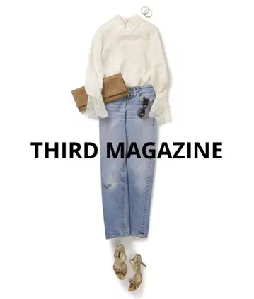 THIRD MAGAZINE 옷깃 레이스 실크 조젯 블라우스 실크 100%