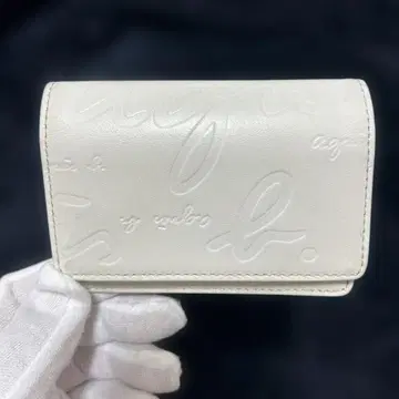 에네스베 보야주 명함지갑 카드 케이스 가죽 화이트 엠보 로고