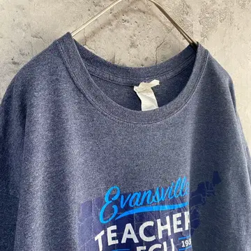 길단 USA 구제 의류 양면 프린트 디자인 반팔 T셔츠 네이비 L 사이즈