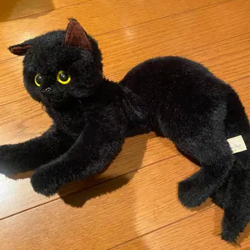 쇼와 레트로 DOUSIN 동심 고양이 봉제 인형 리얼 검은 고양이