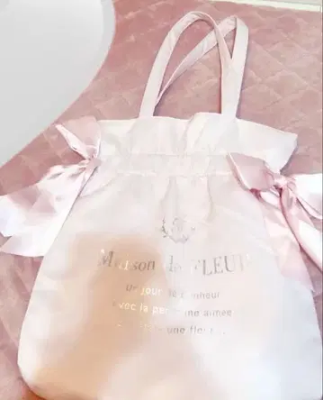 새상품급 메종 드 플뢰르 더블 리본 개더 토트백 핑크