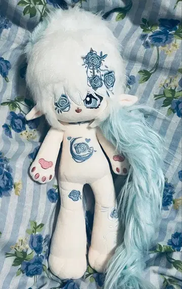 무속성 봉제 인형 무누이 레어 파랑 장미 30cm 특체