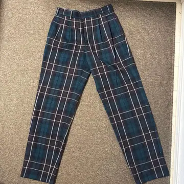 가격 인하 [ VINTAGE ] 2 턱 타탄 체크 울 슬랙스 구제 의류