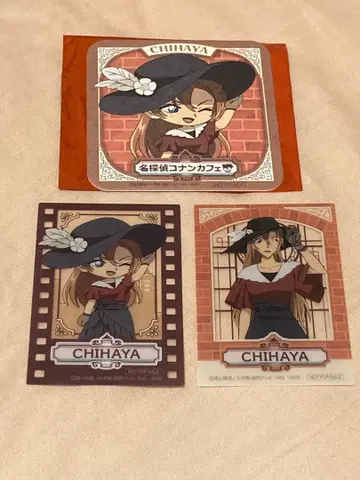 코난카페 하기와 치하야 클리어 카드 코스터
