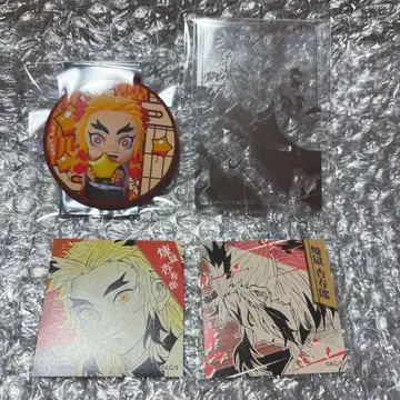귀멸의 칼날 미니 대원 캔뱃지 호일 카드 스퀘어 스티커 렌고쿠 쿄쥬로