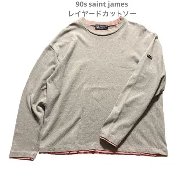 90's 프랑스제 SAINT JAMES 레이어드 티셔츠 그레이/핑크