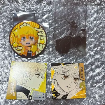 귀멸의 칼날 미니 대원 캔뱃지 호일 카드 스퀘어 스티커 젠이츠
