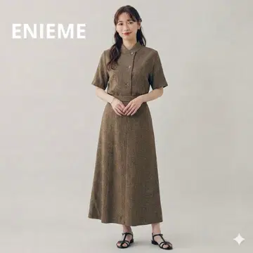 고급 레나운 룩 반팔 블라우스 롱 스커트 여성용 셋업