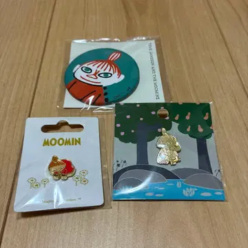 리틀 미이 핀 배지 2개, 캔뱃지 1개, 무민 마켓, 토베와 무민전