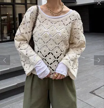 두두 DOUDOU 크로셰 뜨개질 니트 풀오버 아이보리 루즈핏